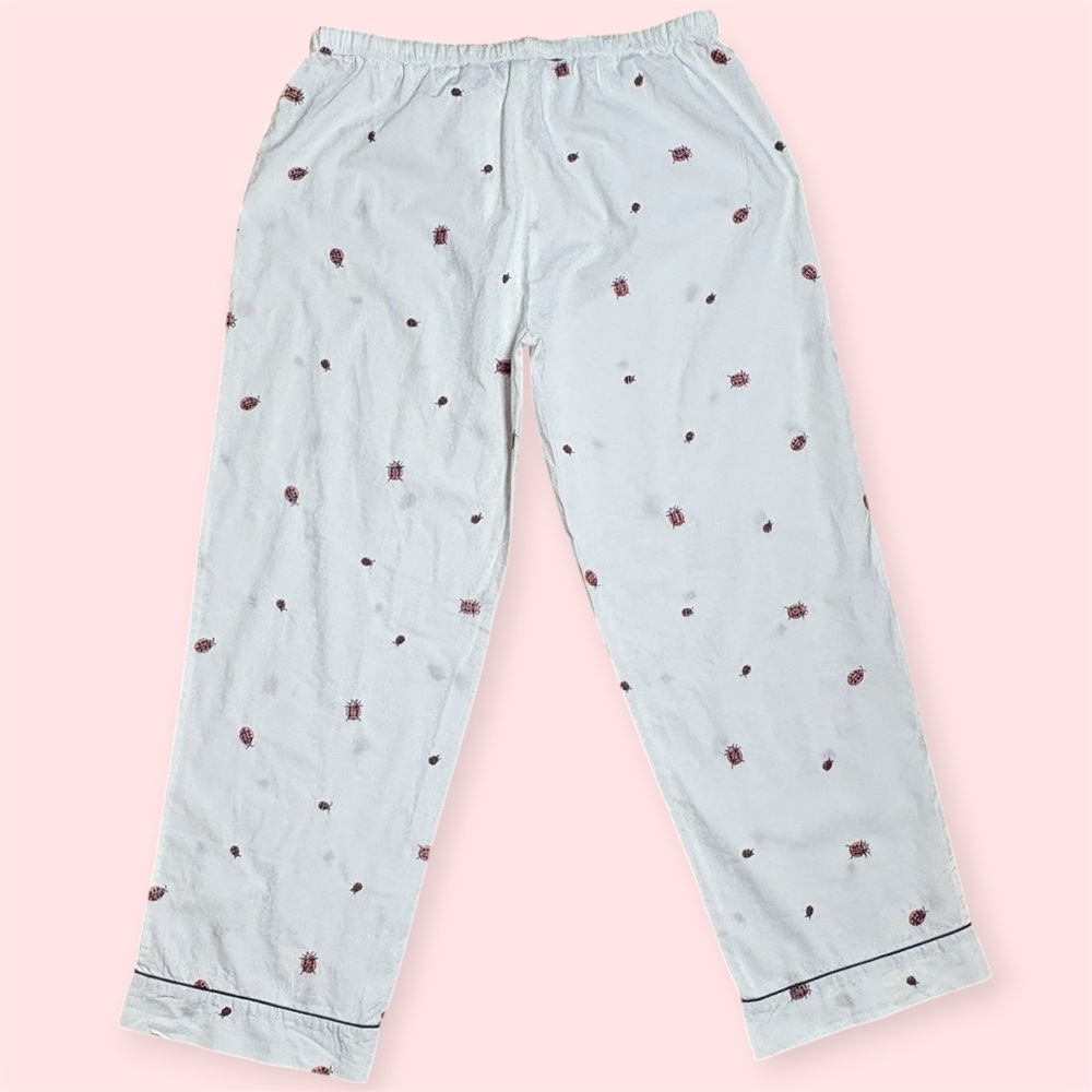 Printfresh + Anthropologie Organic Cotton Embroidery Ladybug Long PJ Set Sz M - Picture 6 of 15